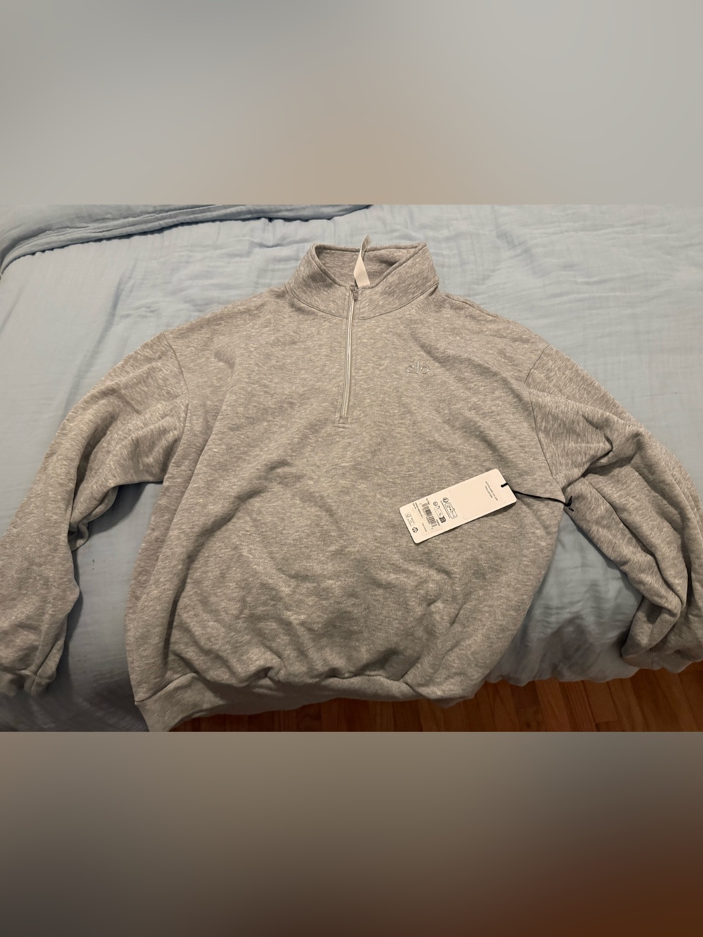 Alo Light Gray Quaterzip Sweater